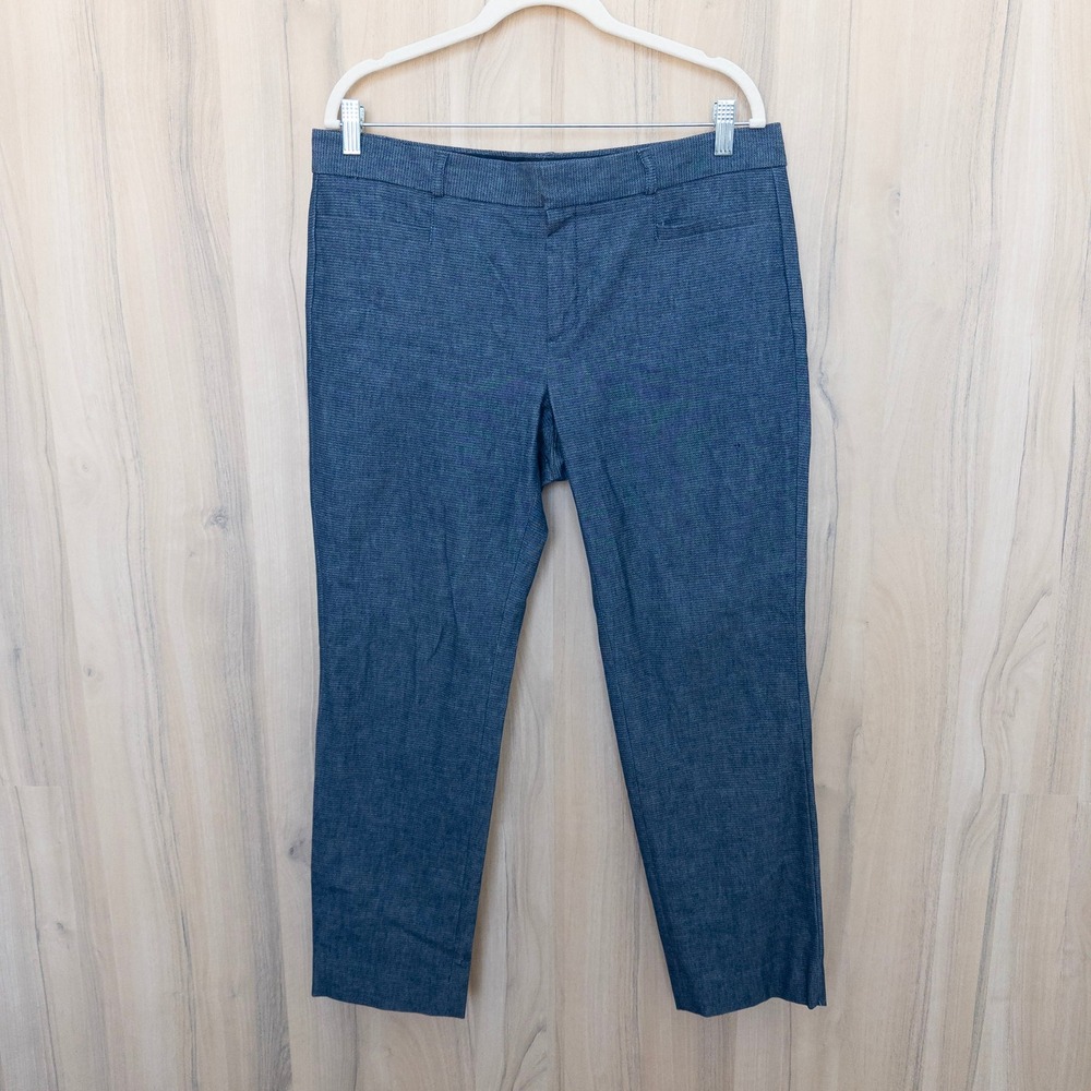 Banana Republic Womens Dress Pants 12 Navy Sloan Textured Slim Career Preppy